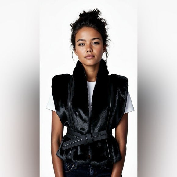 Oversized Mink Collar w Inserts and Matching Belt